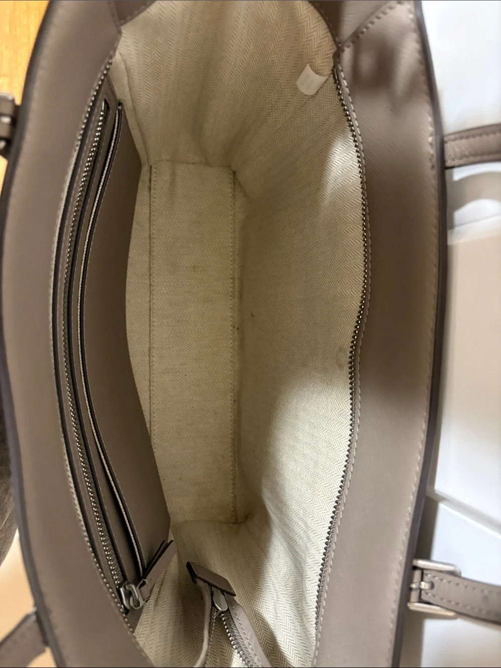 Tory Burch Taupe Saffiano Leather Tote